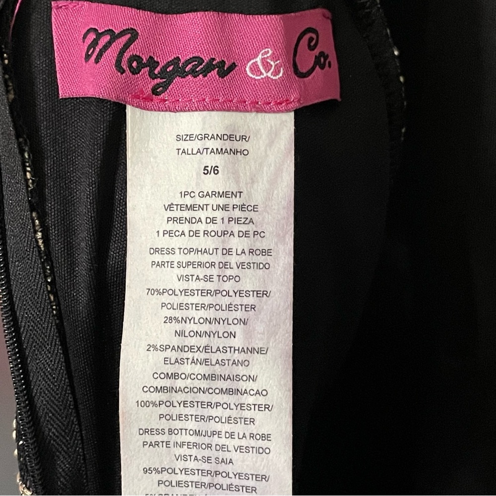 Morgan & Co Womens Juniors high neck black gold glitter lace prom dress size 5/6 - Picture 7 of 8